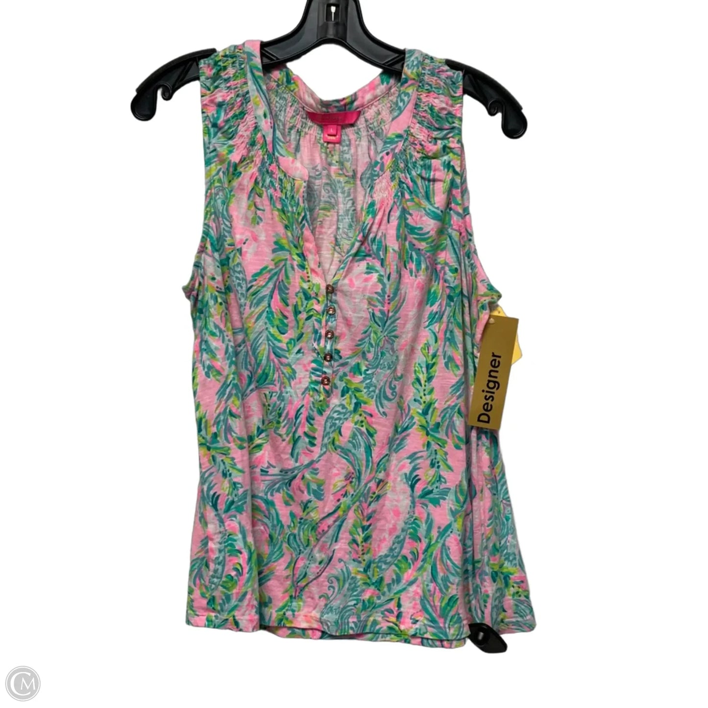 Top Sleeveless Designer By Lilly Pulitzer In Green & Pink, Size: L