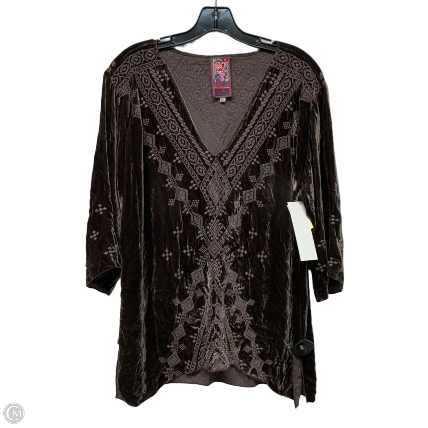 Top 3/4 Sleeve Designer By Johnny Was In Brown & Purple, Size: Lp