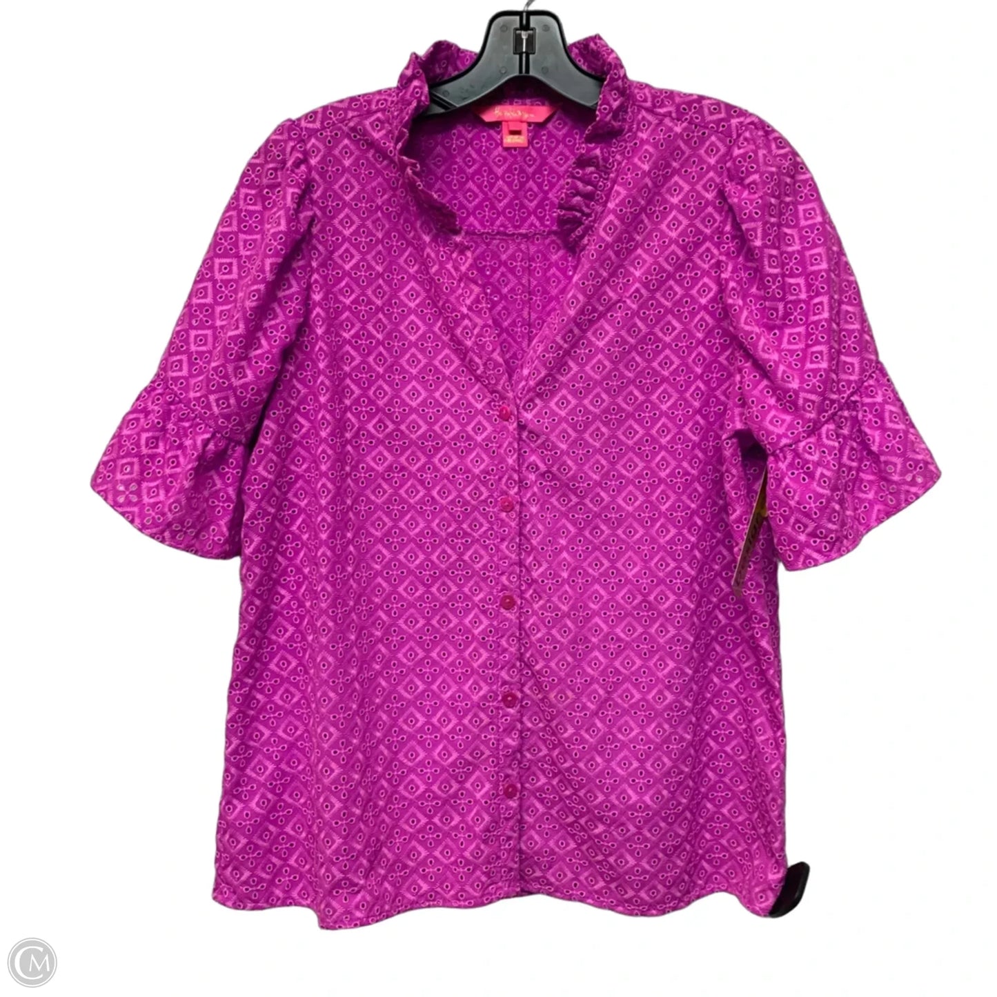 Top Short Sleeve Designer By Lilly Pulitzer In Purple, Size: M
