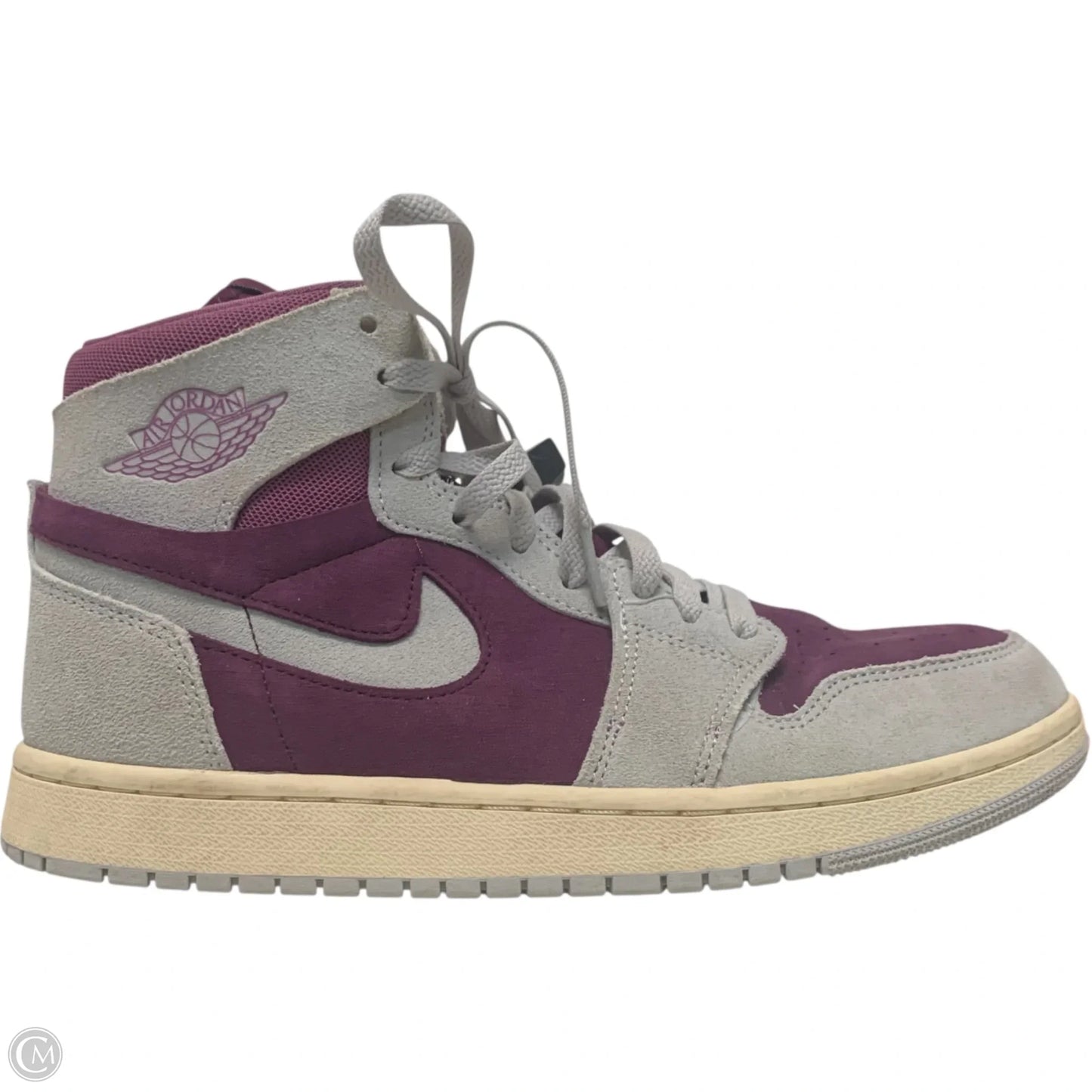Shoes Luxury Designer By Jordan In Grey & Purple, Size: 10