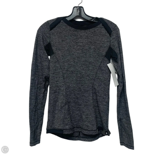 Athletic Top Long Sleeve Crewneck By Lululemon In Black & Grey, Size: S