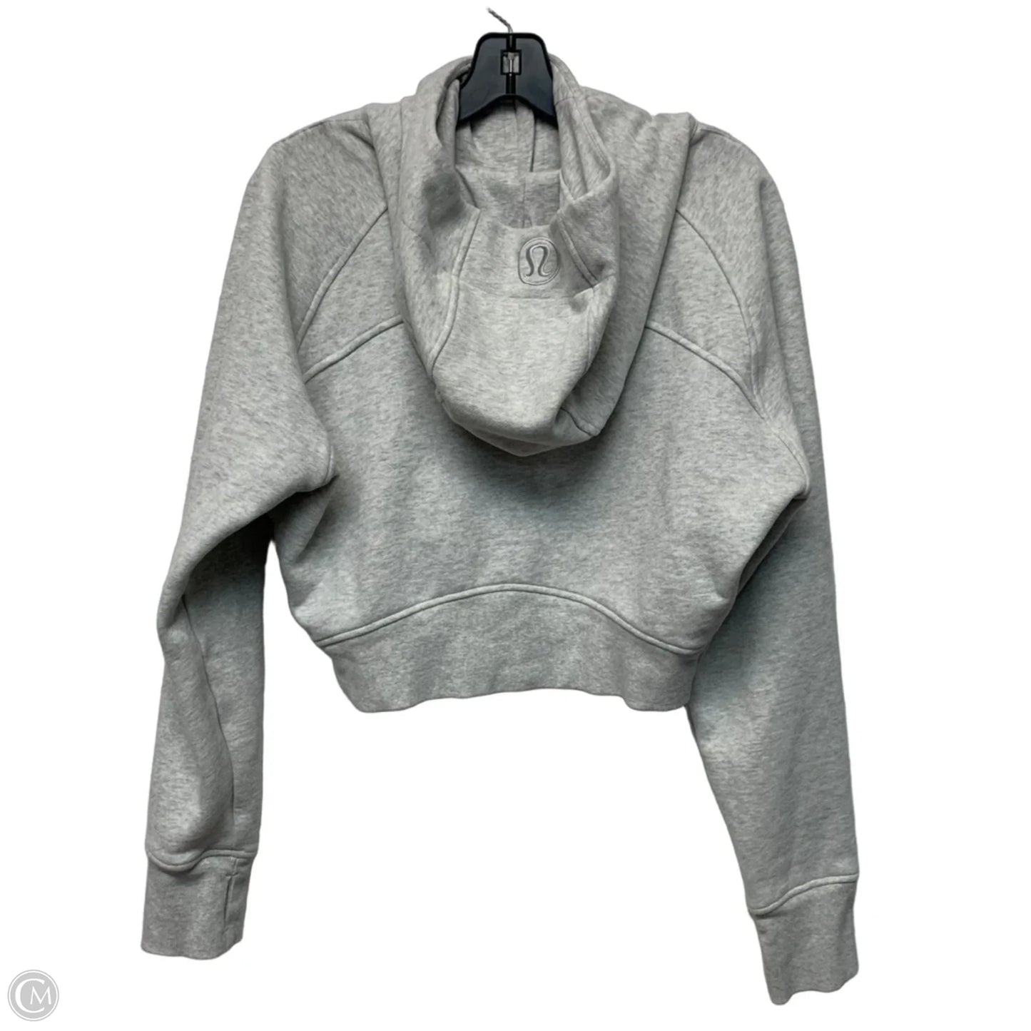 Athletic Sweatshirt Hoodie By Lululemon In Grey, Size: L