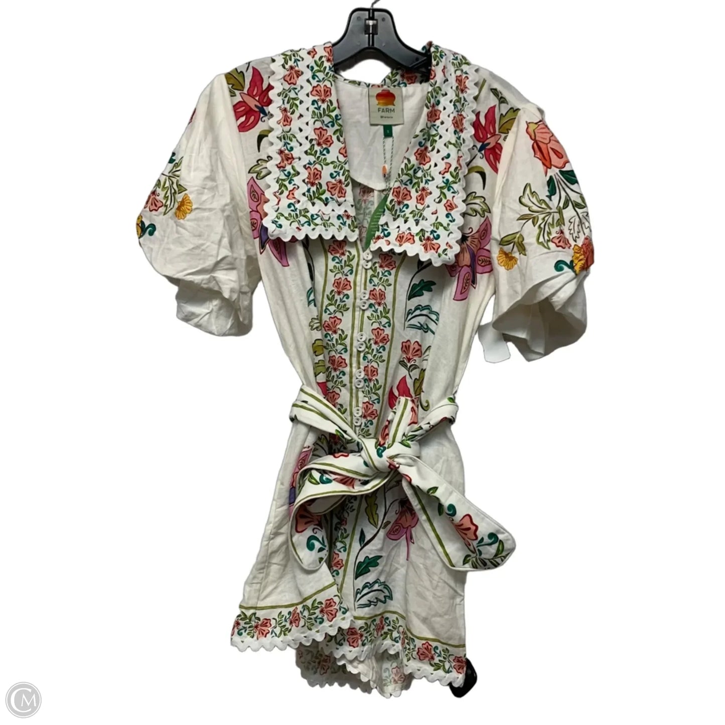 Romper Designer By Farm Rio In White, Size: S