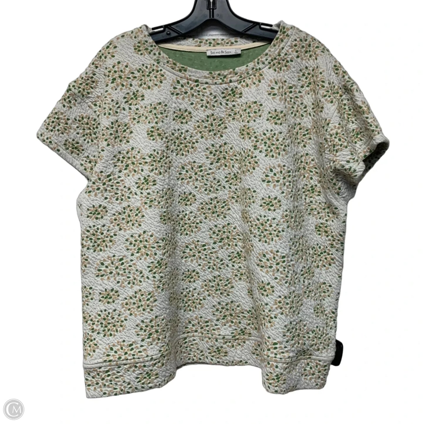 Top Short Sleeve By See And Be Seen In Cream & Green, Size: L