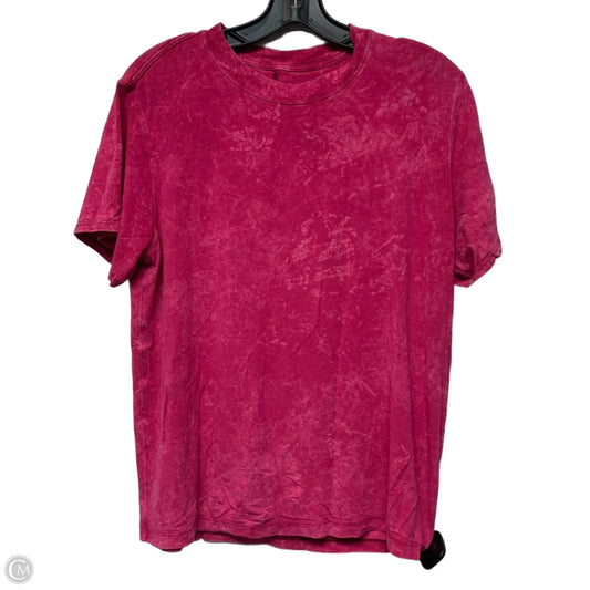 Athletic Top Short Sleeve By Lululemon In Pink, Size: L
