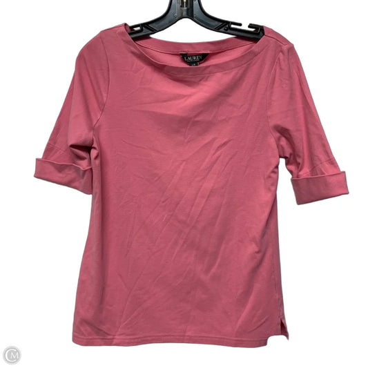 Top Short Sleeve By Lauren By Ralph Lauren In Pink, Size: L