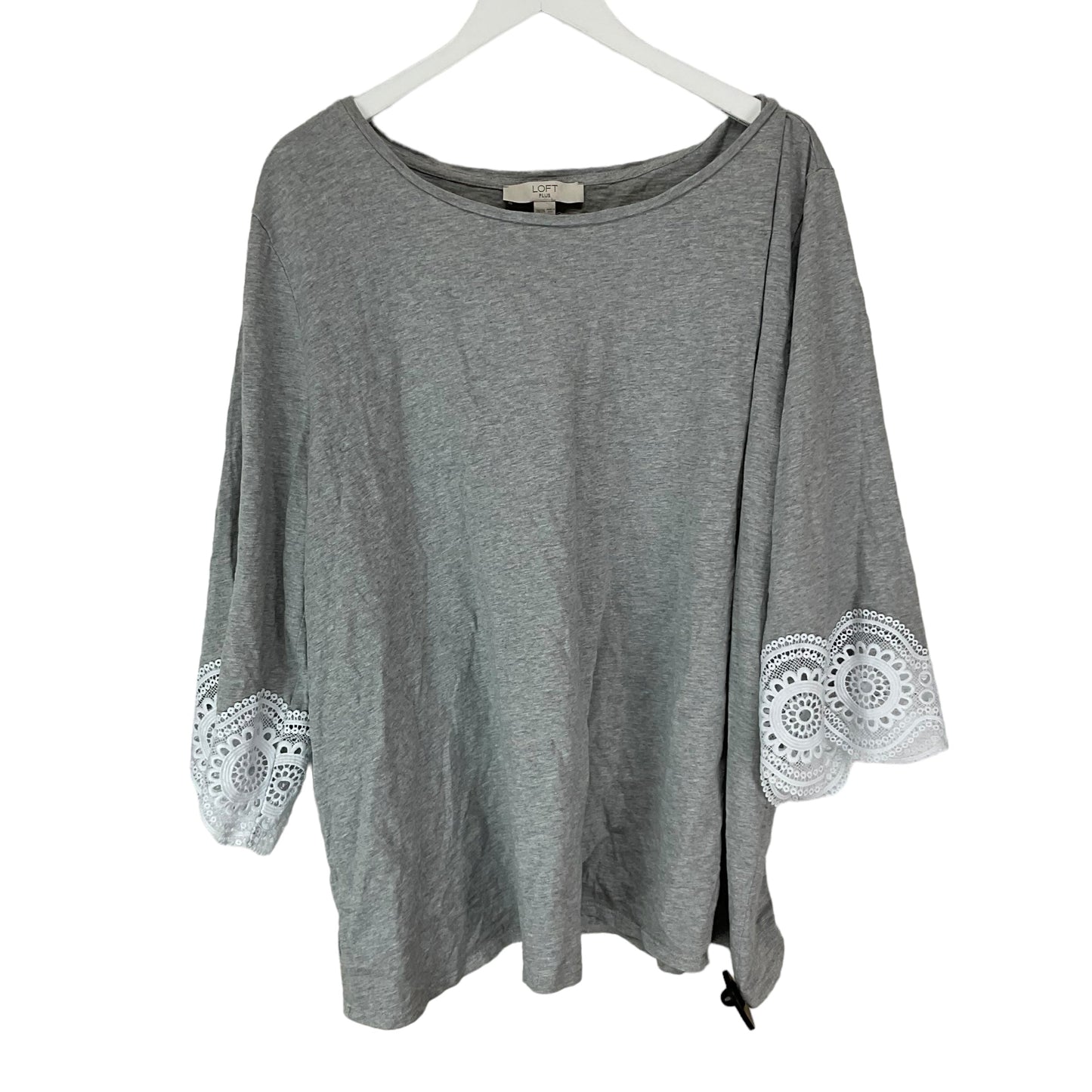 Grey Top Long Sleeve Basic Loft, Size 24