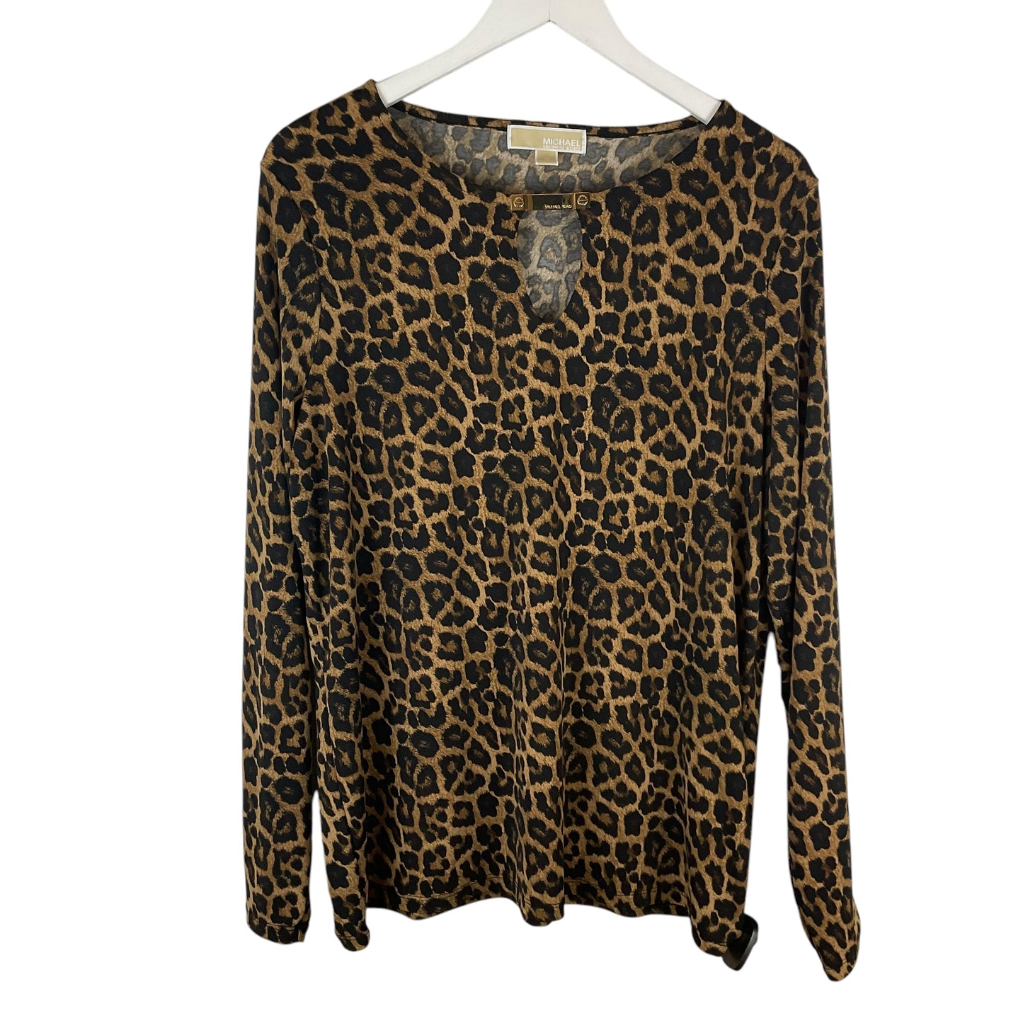 Top Long Sleeve By Michael By Michael Kors In Animal Print, Size: 1x