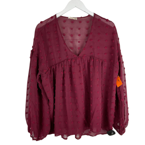 Blouse Long Sleeve By Entro In Red, Size: M