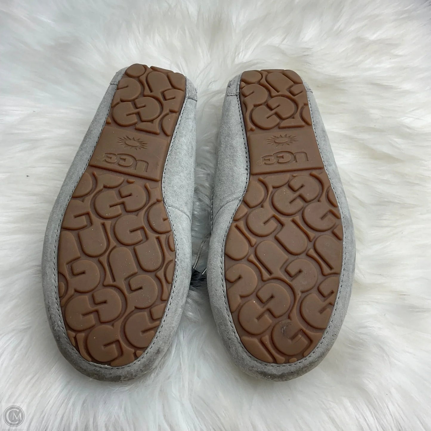 Slippers Designer By Ugg In Grey, Size: 6