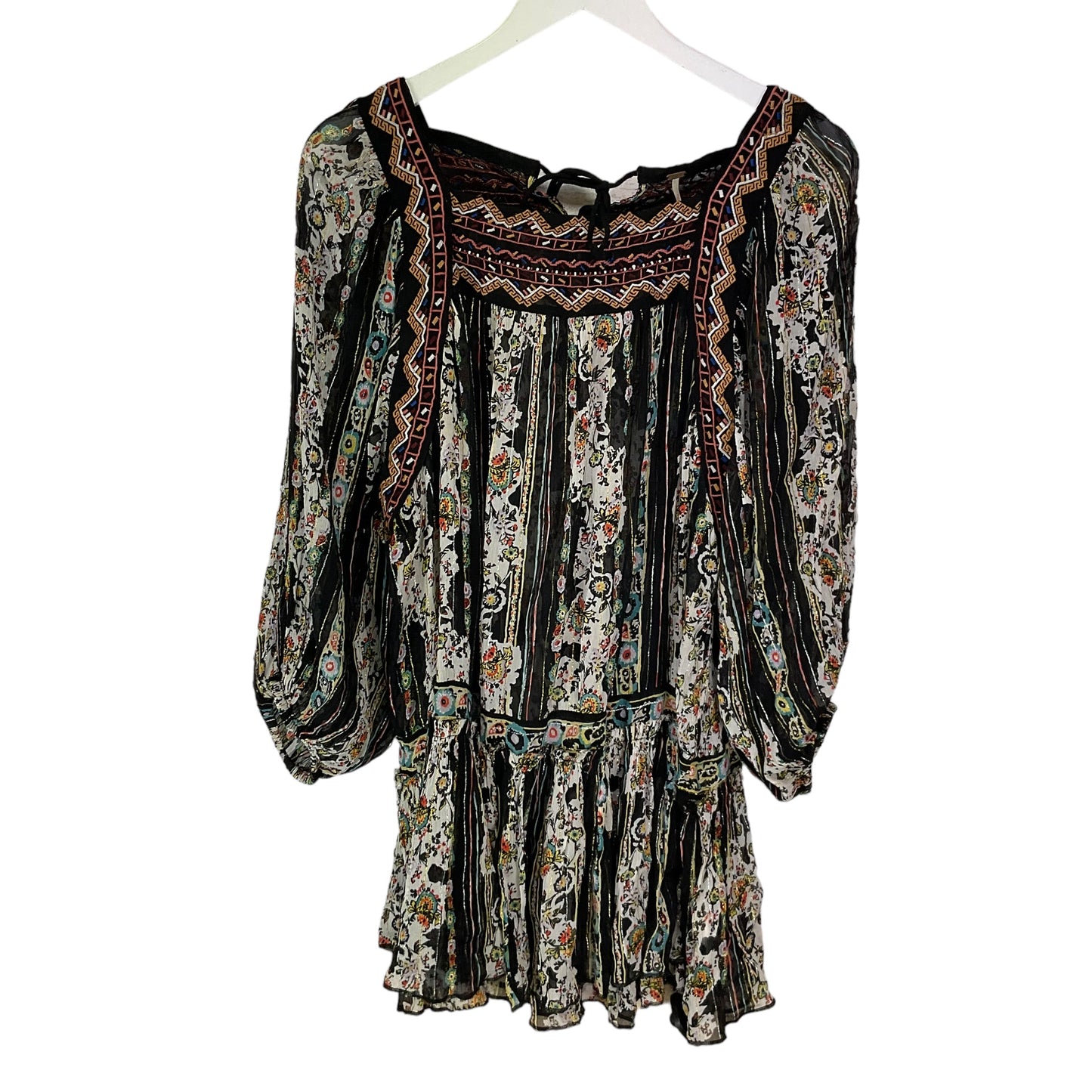 Multi-colored Tunic Long Sleeve Free People, Size Xs