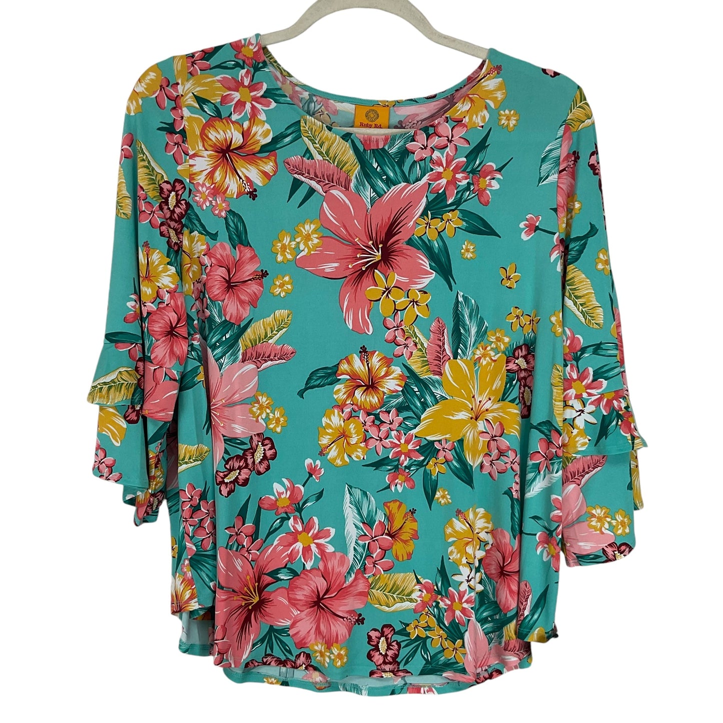 Top Long Sleeve By Ruby Rd In Tropical Print, Size: 1x