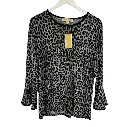 Top Long Sleeve Designer By Michael Kors In Animal Print, Size: L