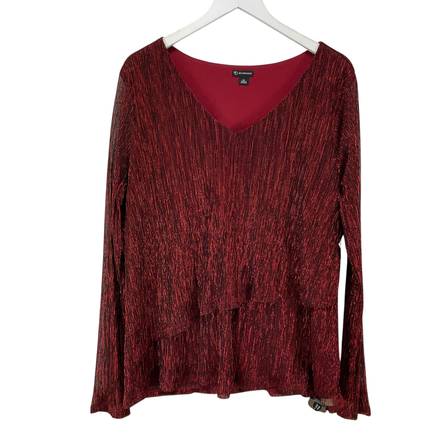 Top Long Sleeve Basic By New Directions In Red, Size: Xl