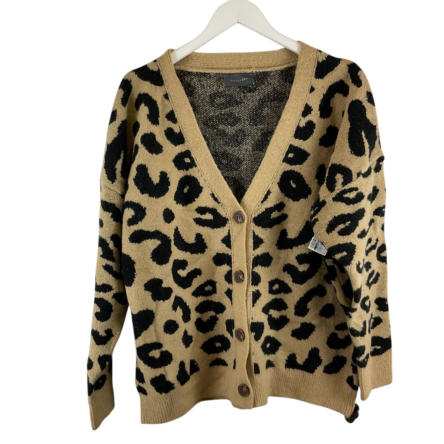 Sweater Cardigan By Clothes Mentor In Animal Print, Size: L