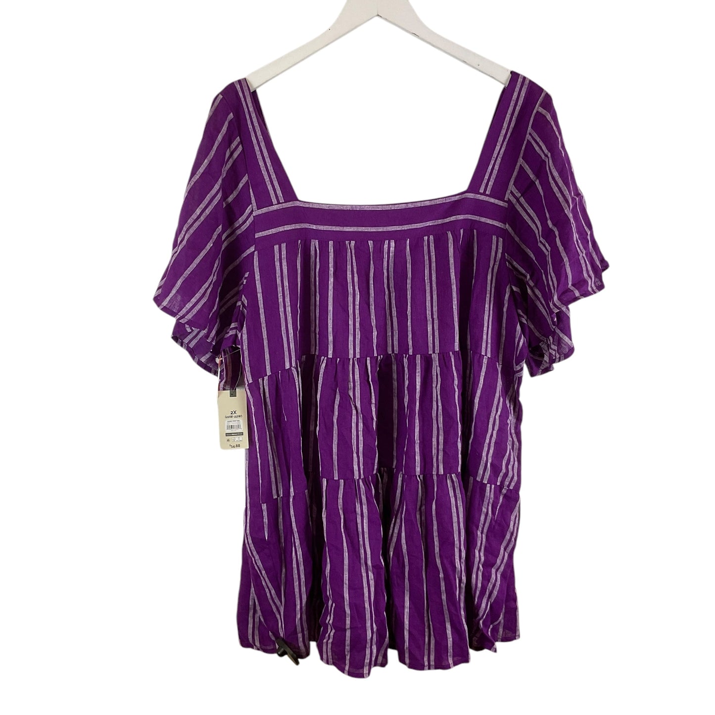 Top Short Sleeve By Terra & Sky In Purple, Size: 2x