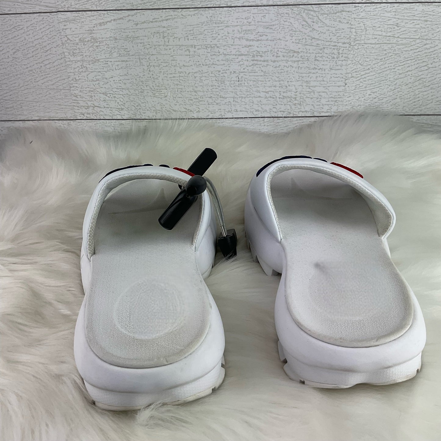 White Sandals Heels Platform Fila, Size 9