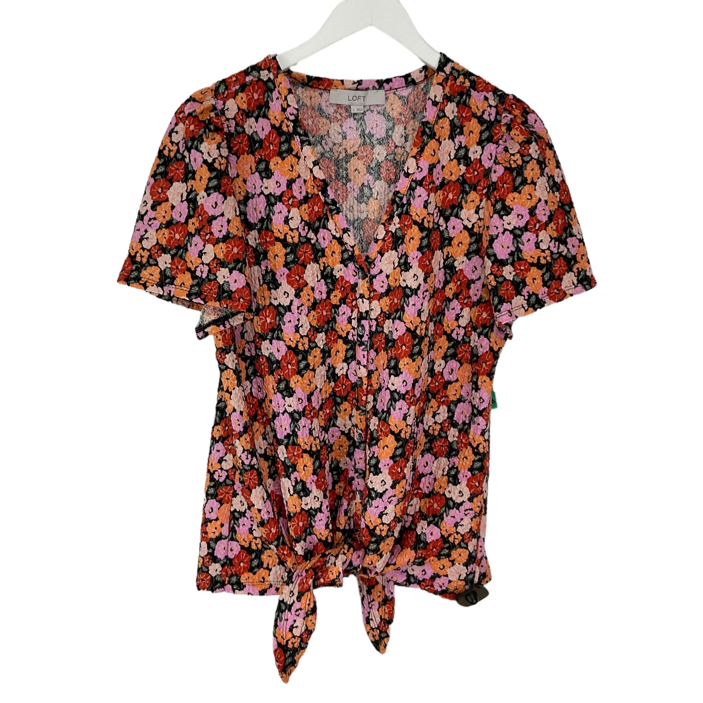 Floral Print Top Short Sleeve Loft, Size L