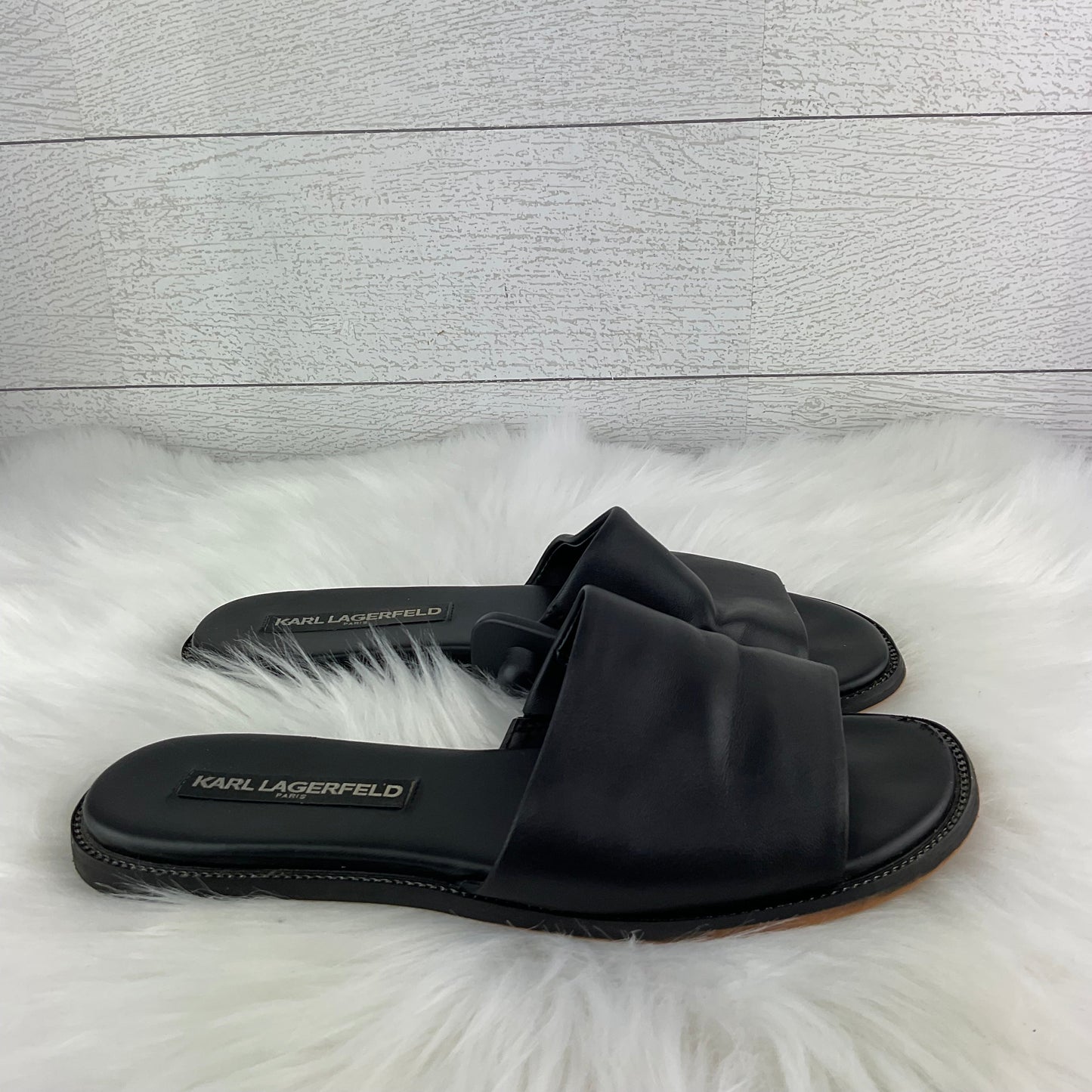 Sandals Designer By Karl Lagerfeld In Black, Size: 6.5