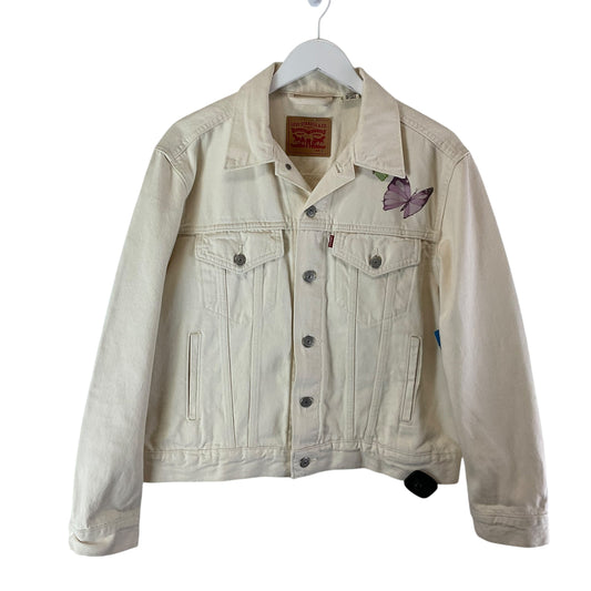 Jacket Denim By Levis In Cream Denim, Size: L