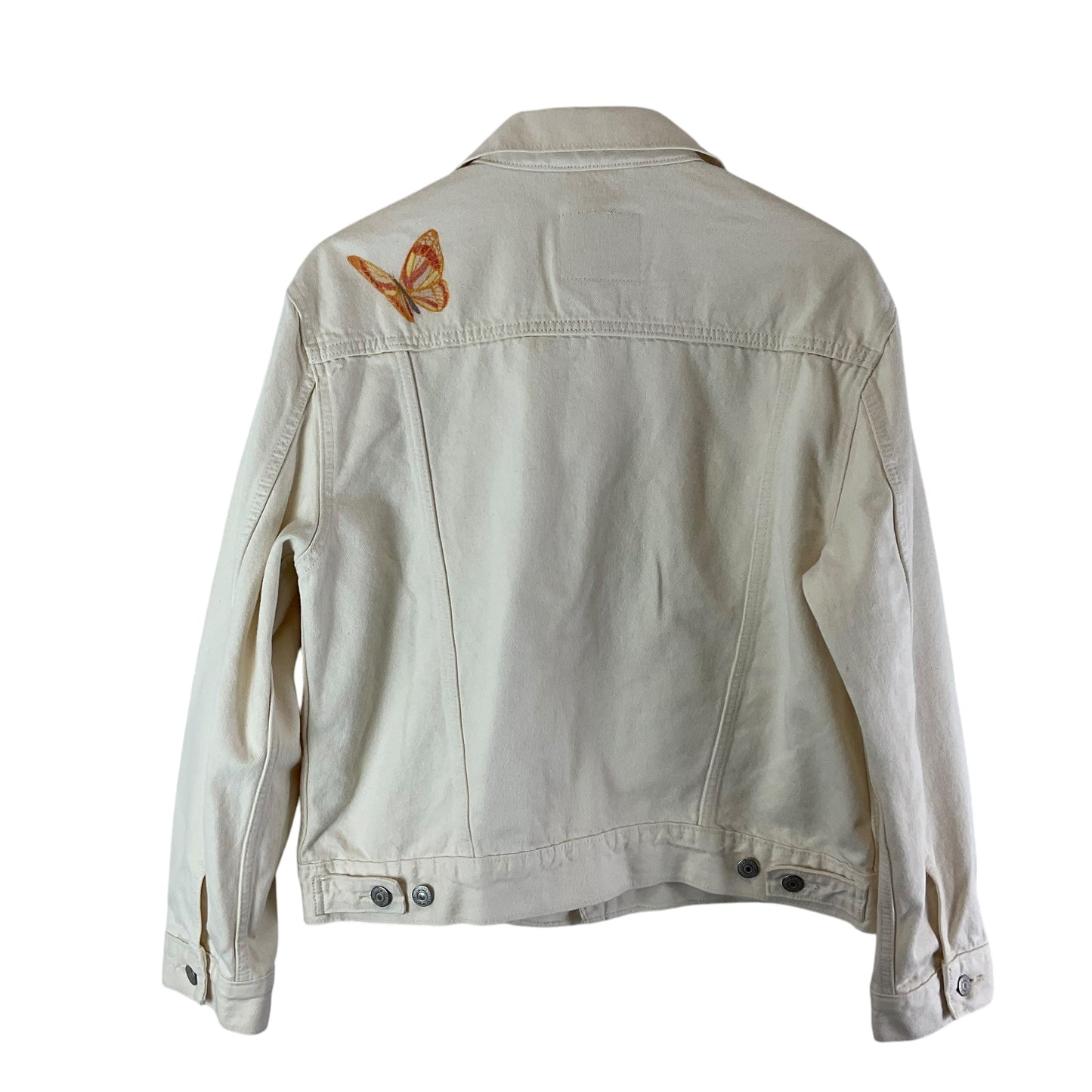 Jacket Denim By Levis In Cream Denim, Size: L