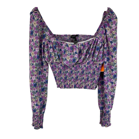 Top Long Sleeve By Forever 21 In Purple, Size: L