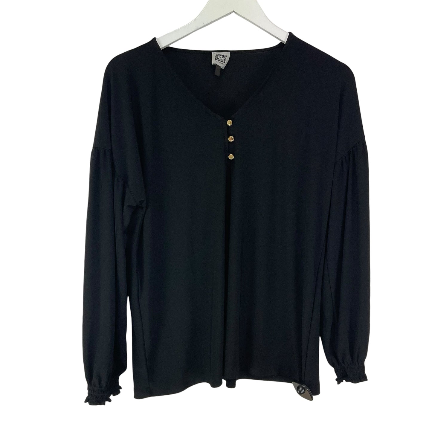 Top Long Sleeve By Anne Klein In Black, Size: M