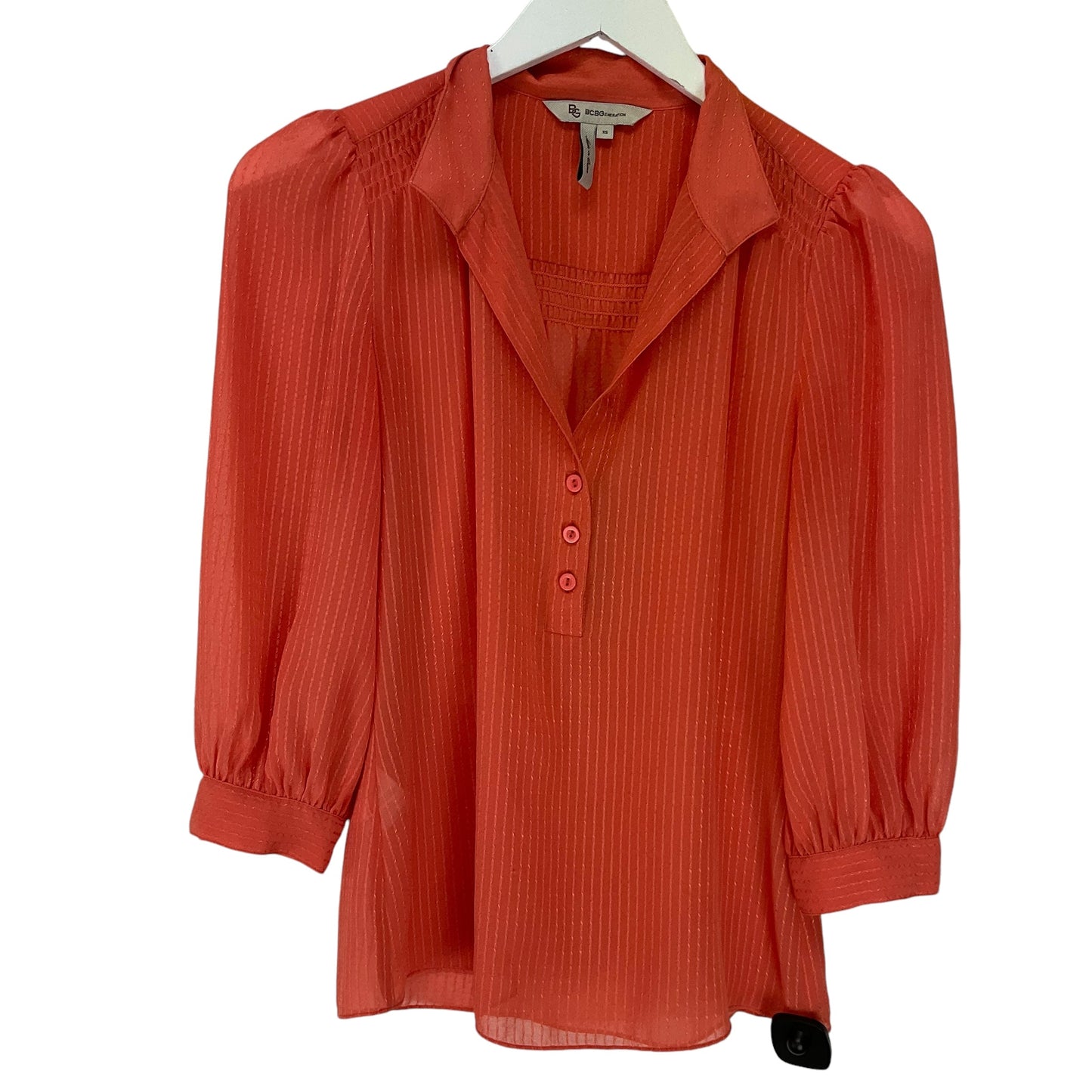 Blouse Long Sleeve By Bcbg In Orange, Size: Xs