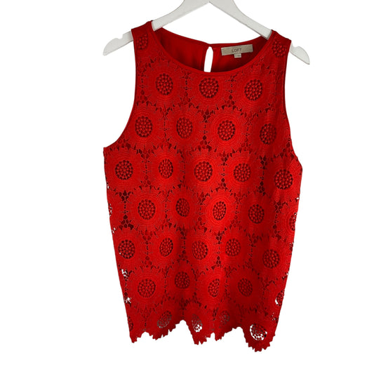 Top Sleeveless By Loft In Red, Size: L