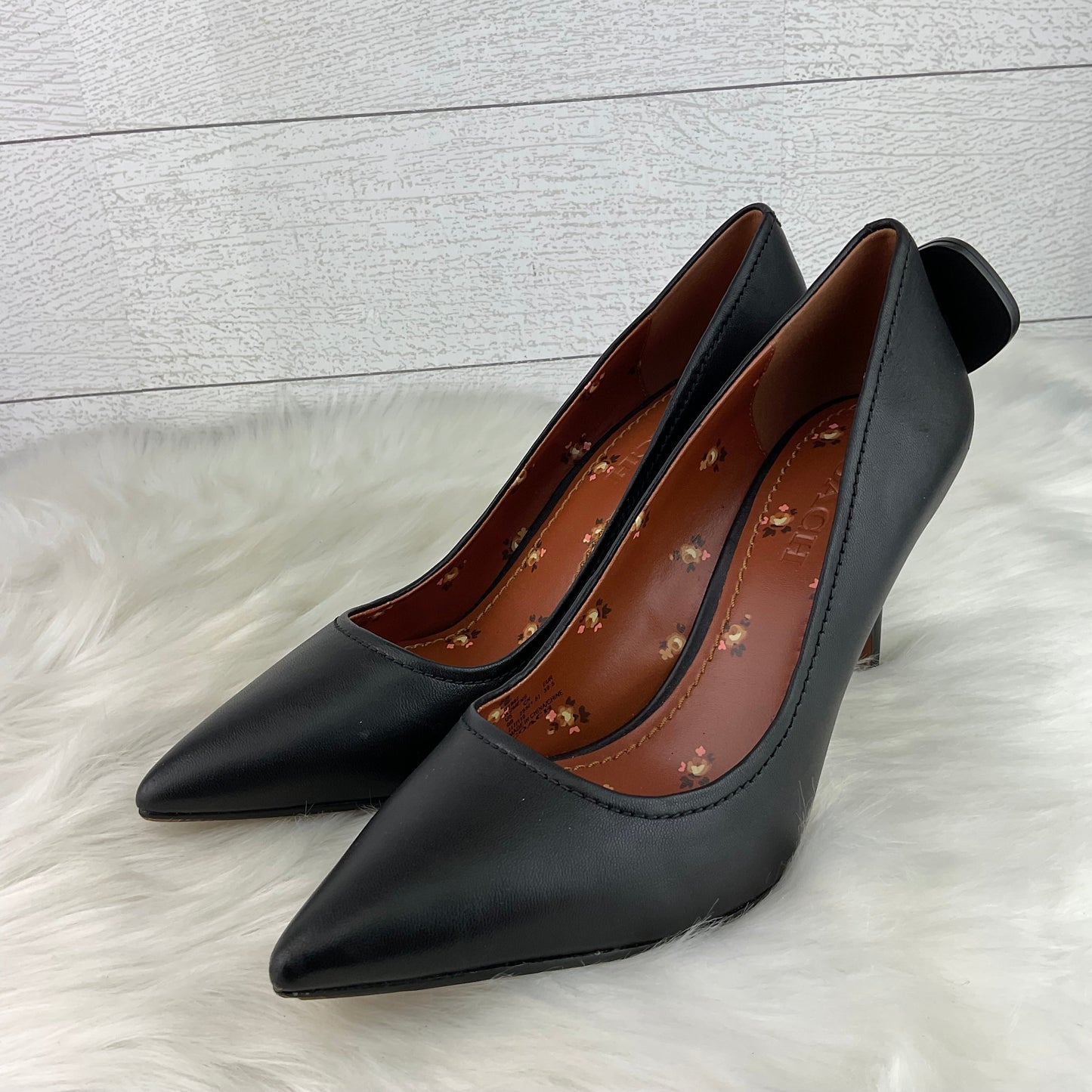 Black Shoes Heels Stiletto Coach, Size 9