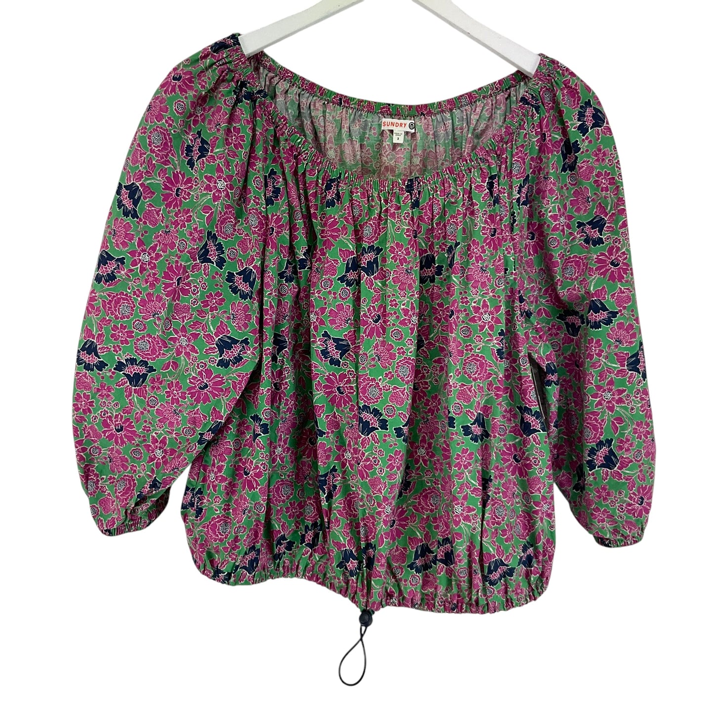 Top Long Sleeve By Sundry In Green & Pink, Size: S