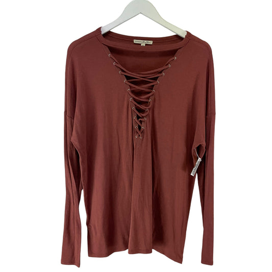 Top Long Sleeve By Express In Red, Size: L