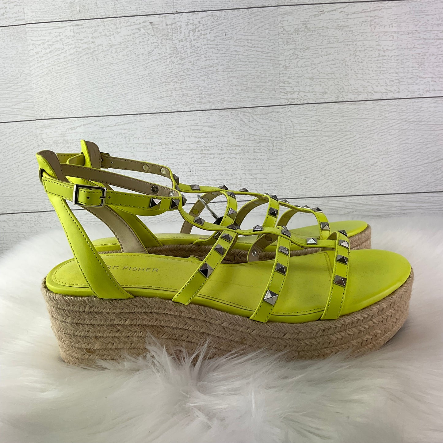 Sandals Heels Wedge By Marc Fisher In Yellow, Size: 9