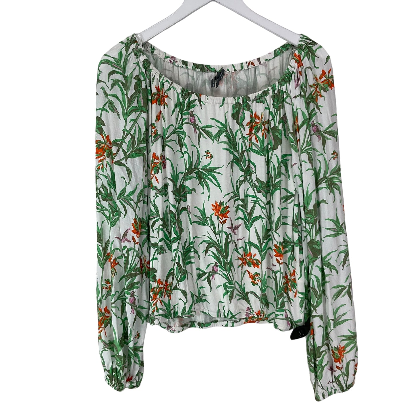 Top Long Sleeve By Anthropologie In Green & White, Size: M