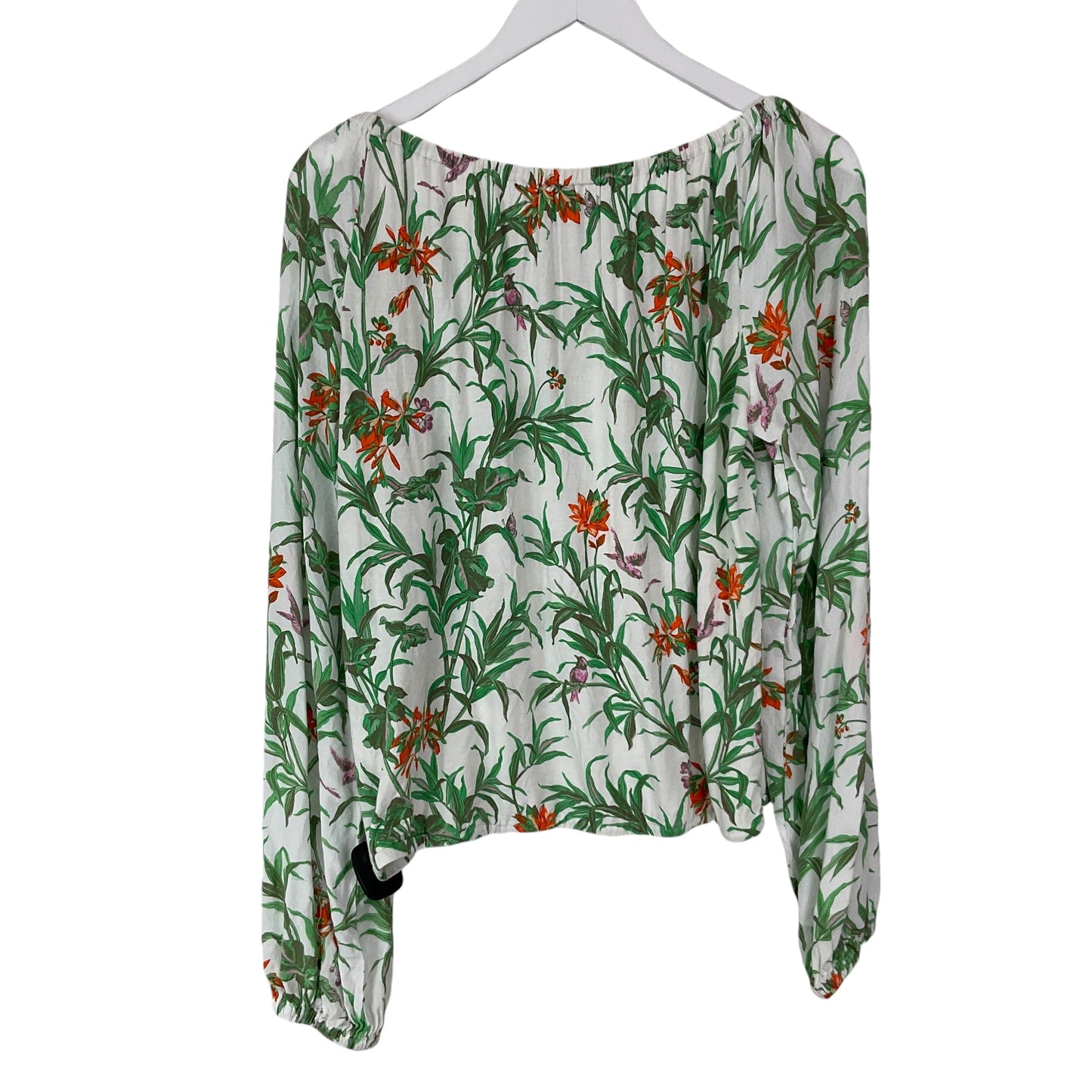 Top Long Sleeve By Anthropologie In Green & White, Size: M