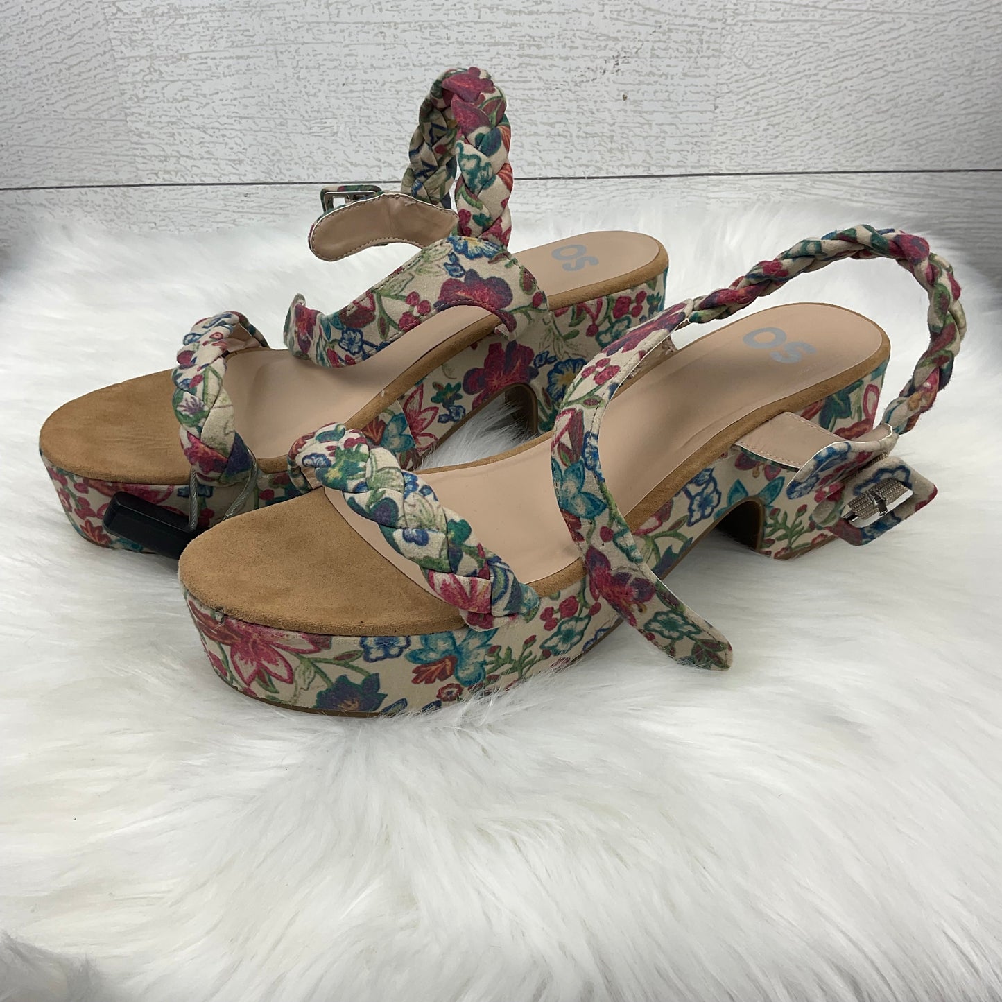 Shoes Heels Block By So In Floral Print, Size: 9.5