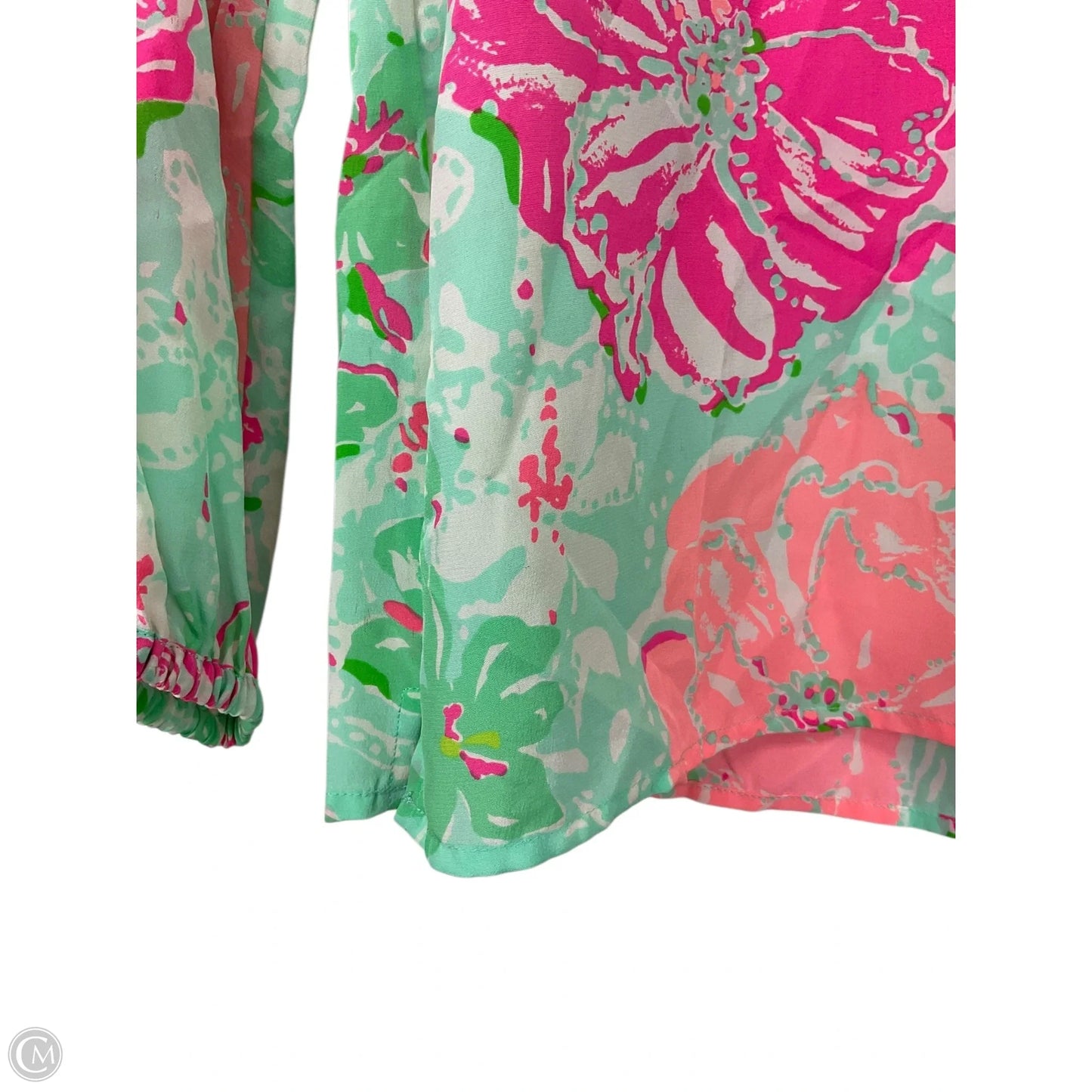 Top Long Sleeve Designer By Lilly Pulitzer In Green & Pink, Size: Xxs