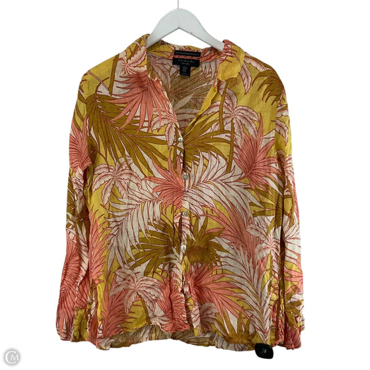 Top Long Sleeve By Tahari By Arthur Levine In Orange & Yellow, Size: M