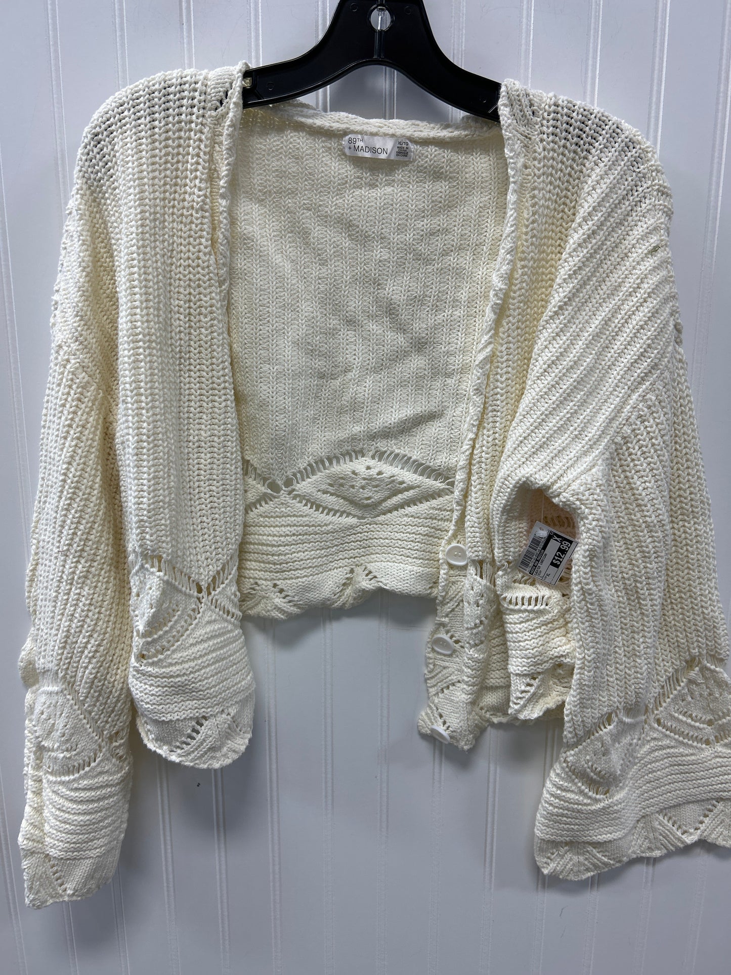 Sweater Cardigan By 89Th And Madison In Cream, Size:Xl