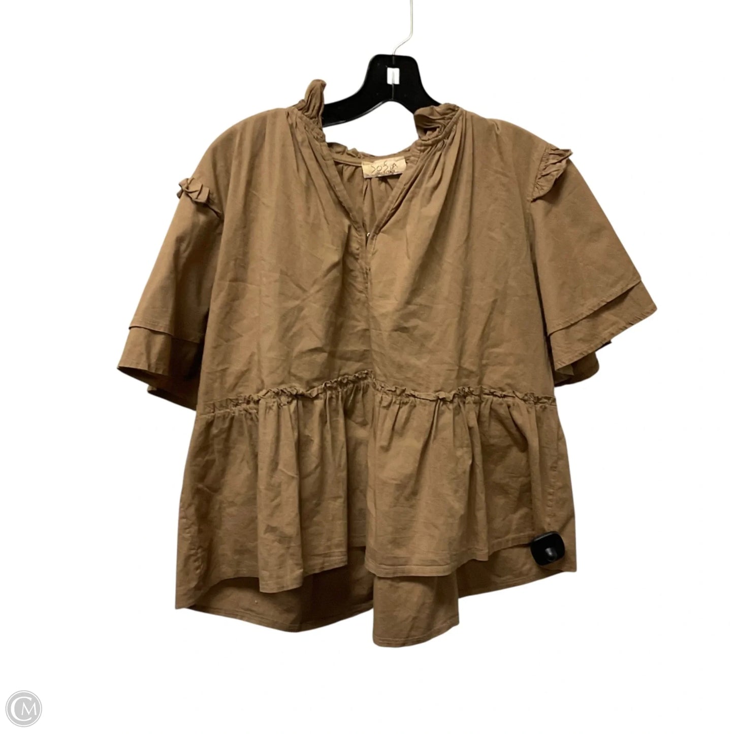 Top Short Sleeve By Cmb In Brown, Size: S