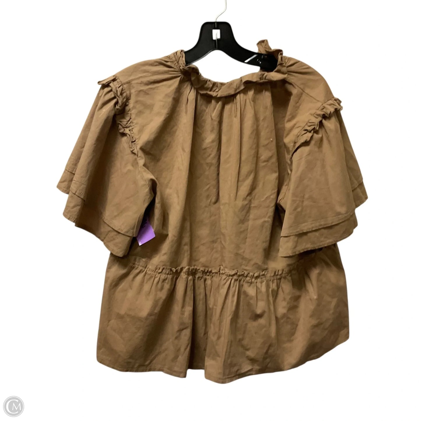 Top Short Sleeve By Cmb In Brown, Size: S