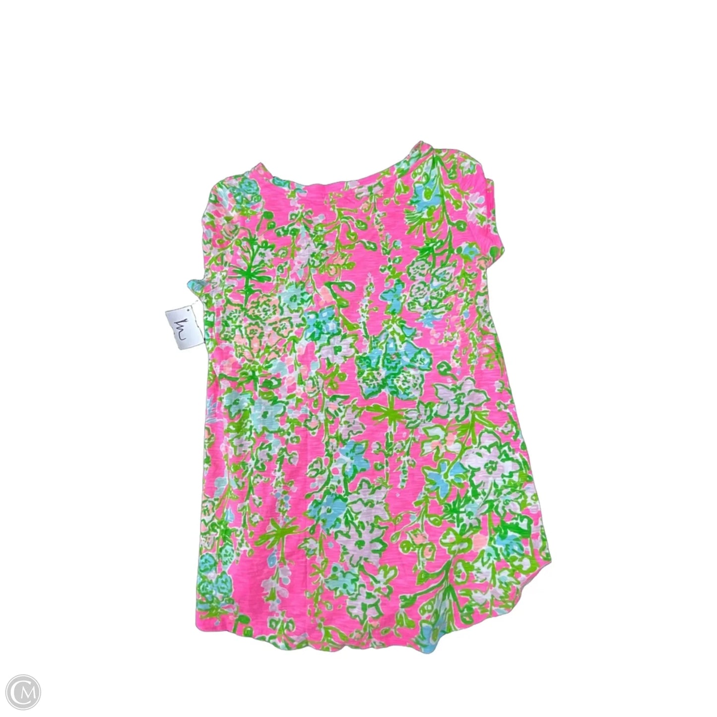 Top Short Sleeve Designer By Lilly Pulitzer In Green & Pink, Size: Xs