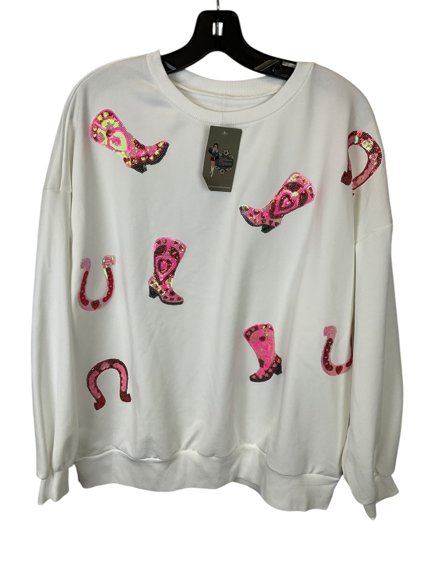 Sweatshirt Crewneck By Clothes Mentor In White, Size: L