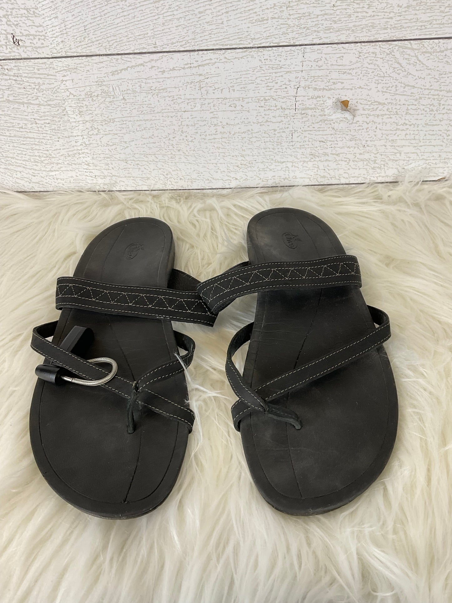 Black Sandals Flip Flops Chacos, Size 9