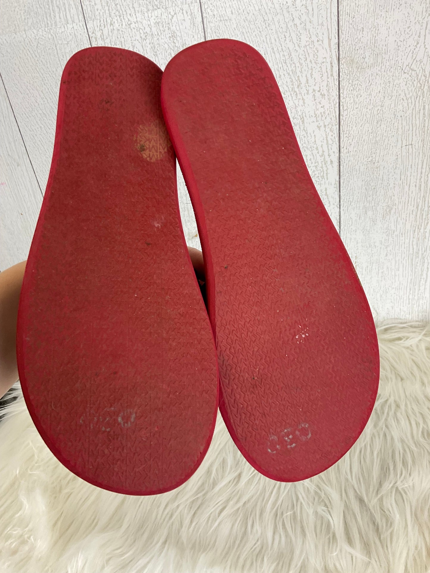 Red Sandals Flats Michael Kors, Size 8