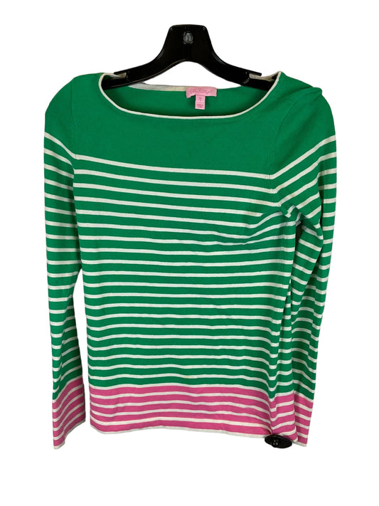 Top Long Sleeve Designer By Lilly Pulitzer In Green & Pink, Size: M