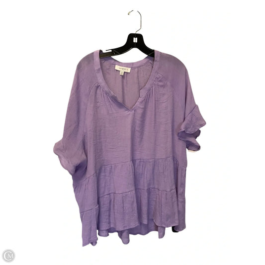 Top Short Sleeve By Umgee In Purple, Size: 1x