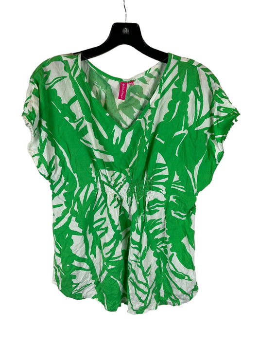 Green & White Top Short Sleeve Designer Lilly Pulitzer, Size M