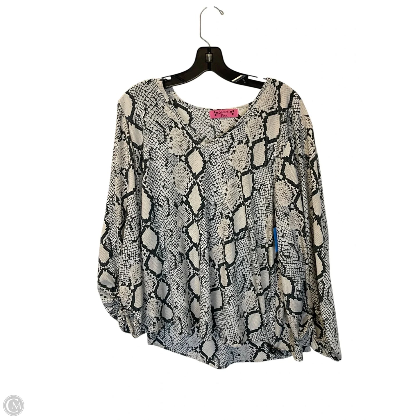 Top Long Sleeve By Almost Pink In Snakeskin Print, Size: L