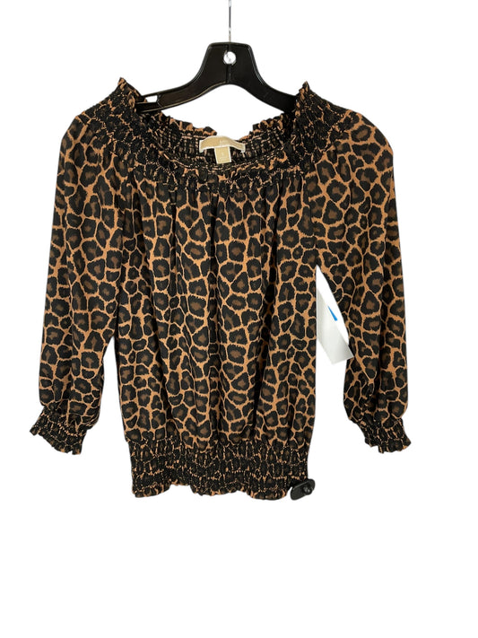 Top Long Sleeve Designer By Michael By Michael Kors In Animal Print, Size: S